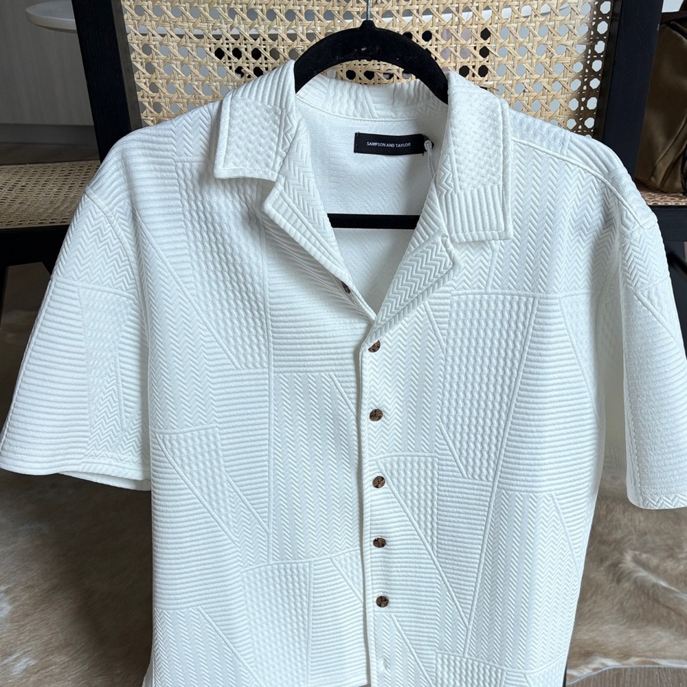 Sampson Taylor White Textured Short Sleeve Shirt